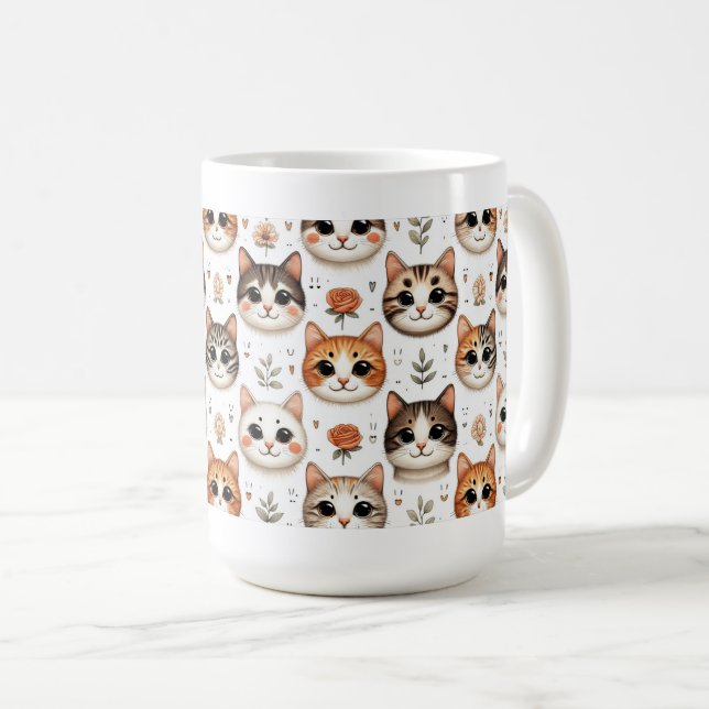 Taza De Café Whisker Wonderland: Una sinfonía de rostros y rost (Anverso derecho)