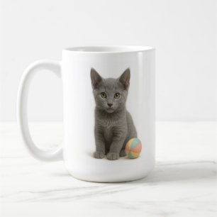 Taza De Café Whiskers de plata - Gatito azul ruso