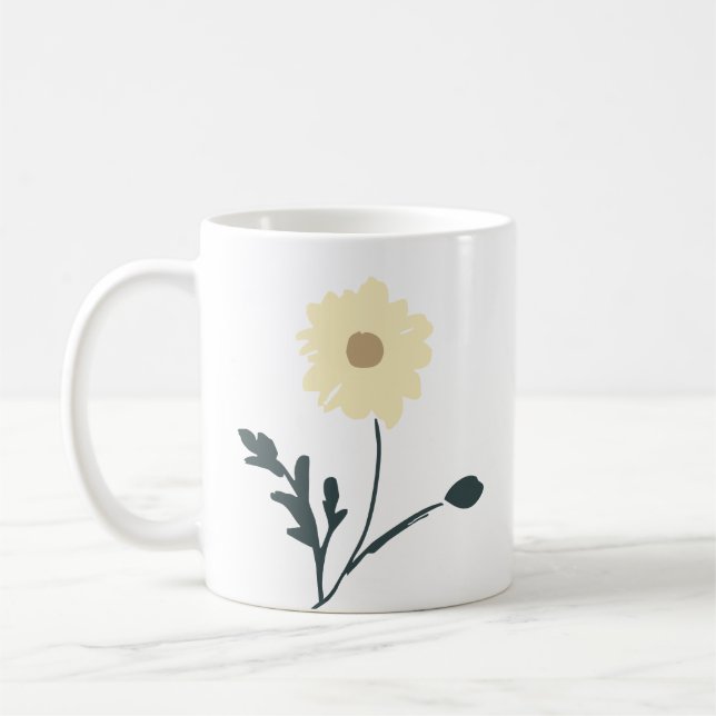 Taza De Café Whispering Meadow - Butter Yellow Floral Decor (Izquierda)