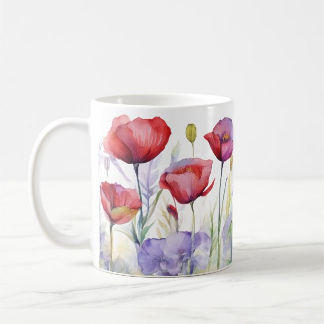 Taza De Café Whispers of Spring – Poppy Bloom Mug (Izquierda)