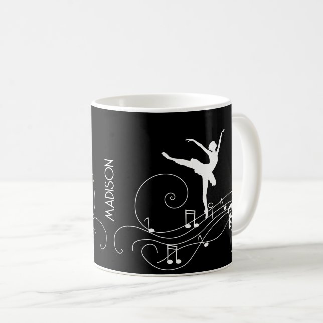 Taza De Café White Ballerina y notas de música (Anverso derecho)