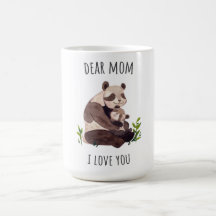 White Brown Cute Panda Querida Mamá Mug