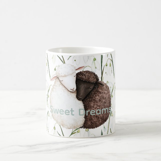 Taza De Café White Brown Sheep Flowers  (Centro)