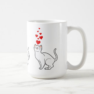 Taza De Café white cat et heart for cat lovers