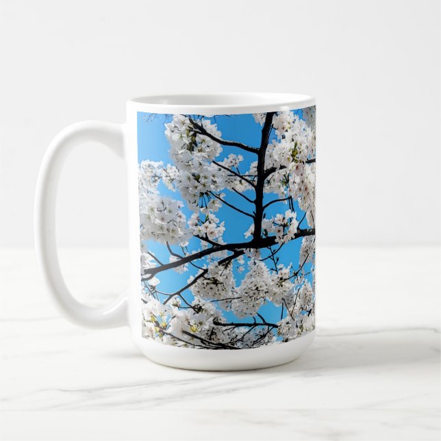 Taza De Café White Cherry Blossom Flower Mug (Izquierda)