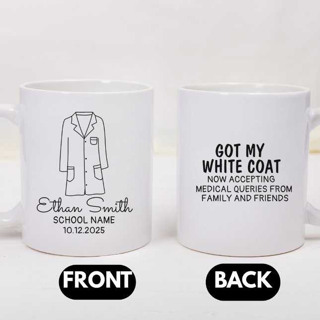 Taza De Café White Coat Ceremony Gifts, White Coat, Medical  (Subido por el creador)
