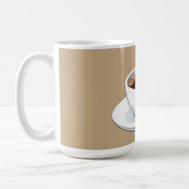 Taza De Café White coffee cup on a saucer filled with coffee