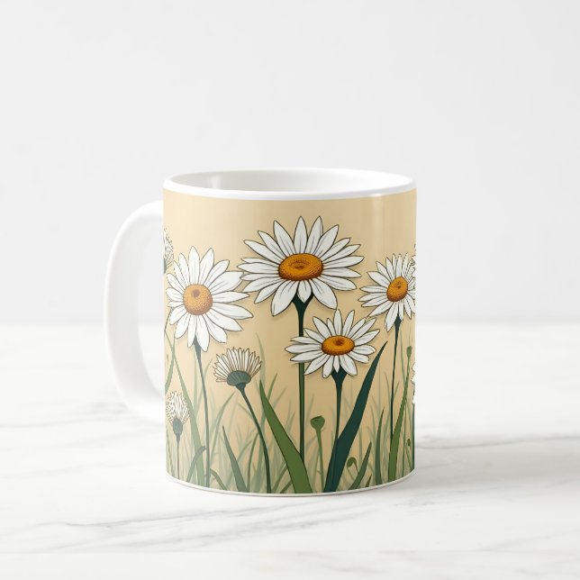 Taza De Café White Daisy Meadow (Anverso izquierdo)