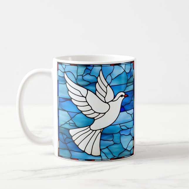 Taza De Café White Dove on Stained Glass (Izquierda)