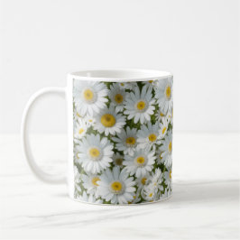 Taza De Café White Elegant Daisies