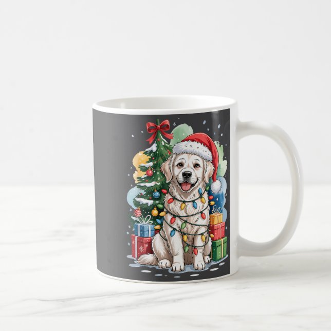 Taza De Café White English Golden Retriever Santa Hat Christmas (Derecha)