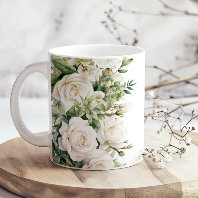 Taza De Café  White Floral Roses Mom Coffee Mug (Subido por el creador)