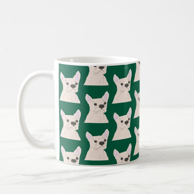 Taza De Café White French Bulldog, Stripes (Izquierda)