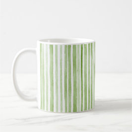 Taza De Café White Green Stripes