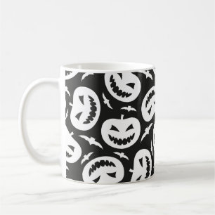 Taza De Café White halloween pumpkins and bats isolated on blac