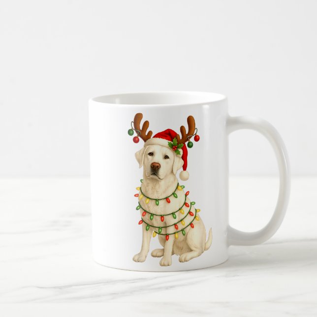 Taza De Café White Lab Christmas Tree Light Pajama Labrador Dog (Derecha)