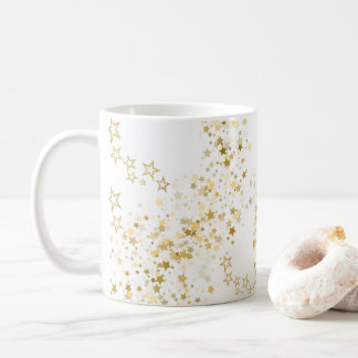 Taza De Café White Mug with golden stars