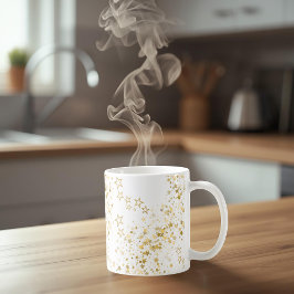 Taza De Café White Mug with golden stars