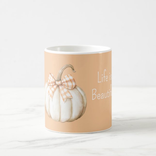 Taza De Café White Pumpkin Peach Orange Cream Bow (Centro)