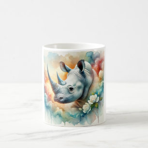Taza De Café White Rhinoceros 010824AREF136 - Watercolor