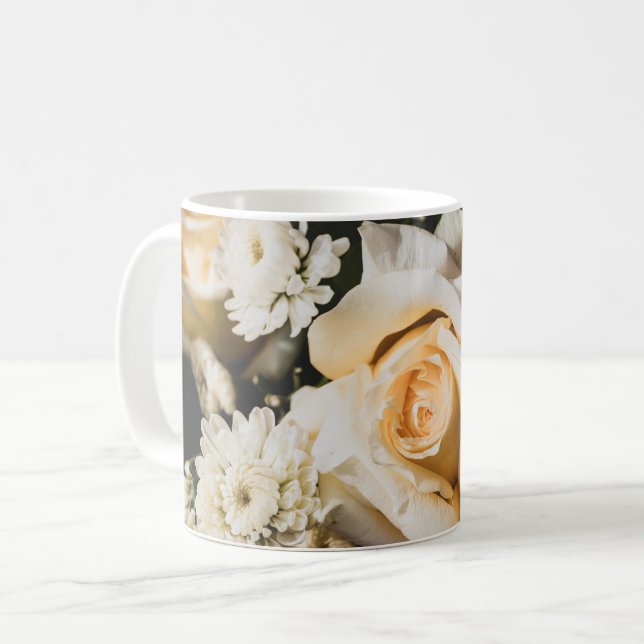 Taza De Café White Rose Flower Photography Floral Design (Anverso izquierdo)
