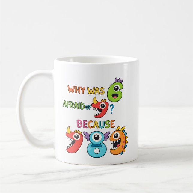 Taza De Café Why Was Six Afraid Funny Maths Joke Mug (Izquierda)