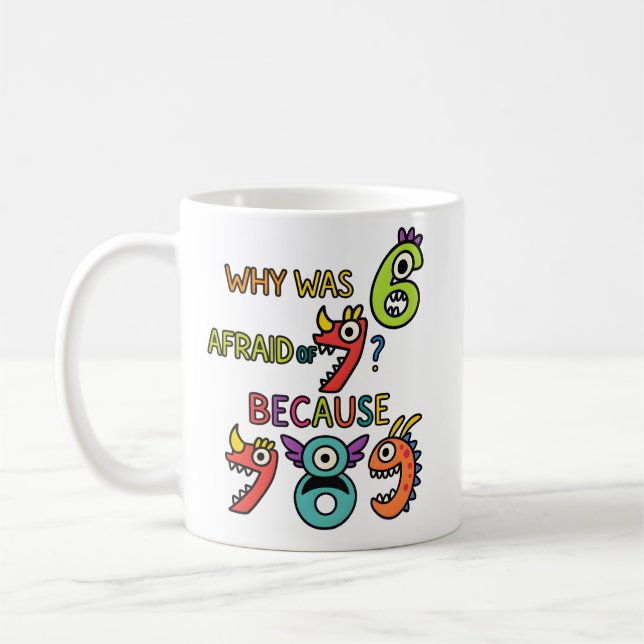 Taza De Café Why Was Six Afraid Funny Maths Joke Mug (Izquierda)