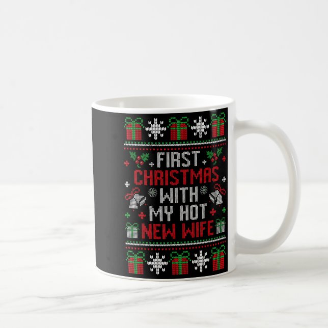 Taza De Café Wife Husband First Christmas Just Married Christma (Derecha)
