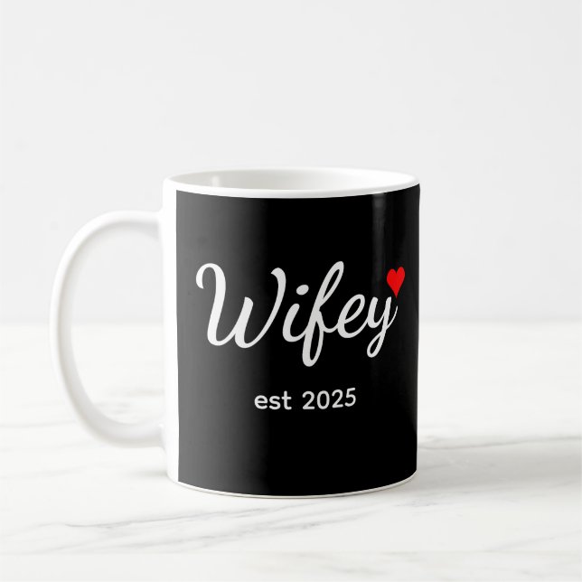 Taza De Café Wifey Custom Date Bride, Fiance Gift (Izquierda)