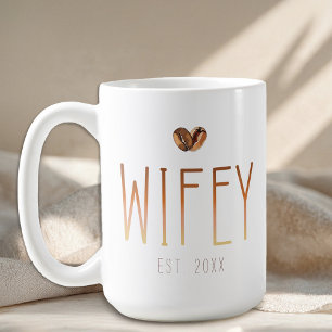 Taza de café Wifey Est El amor está en ebullición 