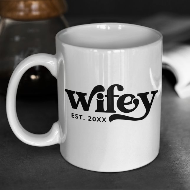 Taza De Café Wifey Pareja Boda Aniversario Personalizado Retro (Subido por el creador)