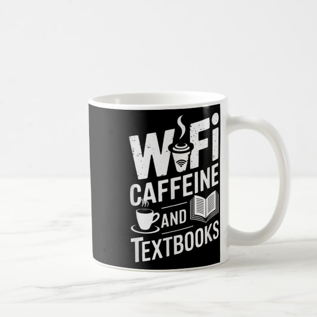 Taza De Café Wifi Cafeína y Libros de Texto  (Derecha)