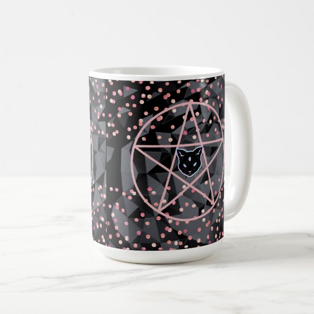 Taza De Café WiizyWitch Magic Witch Cosmic Cat Pentacle Magick (Anverso derecho)