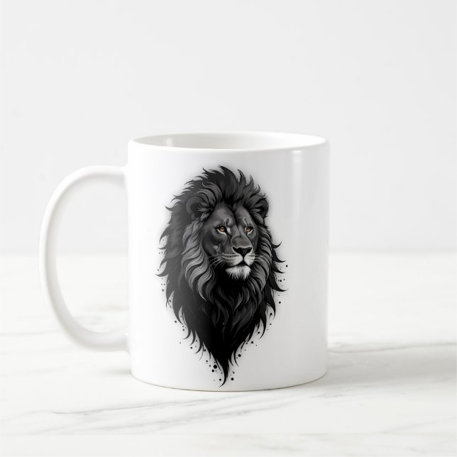 Taza De Café Wild Grace: impresionante retrato de un león (Izquierda)