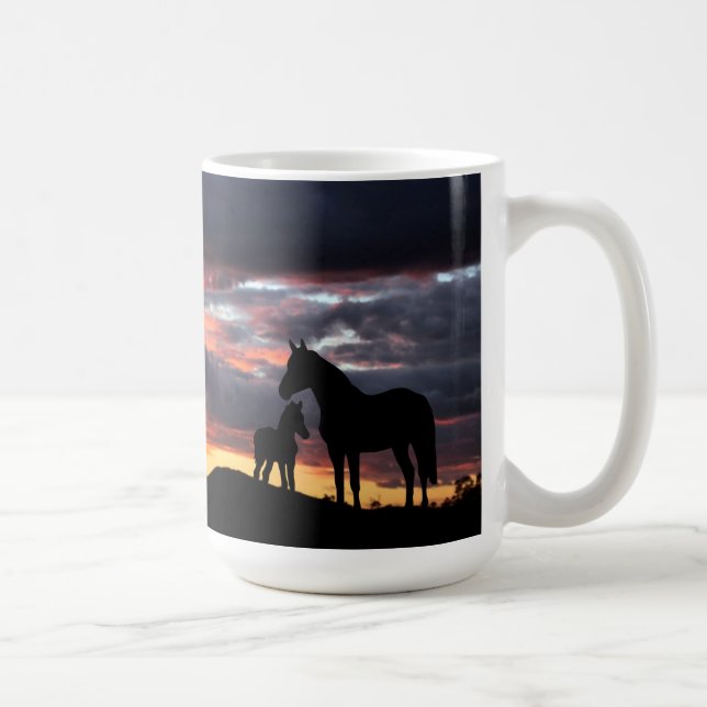 Taza De Café Wild Mustang Mare y Foal Coffee Mug (Derecha)