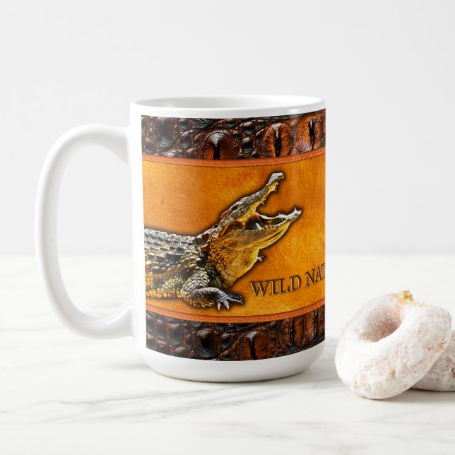 Taza De Café WILD NATURE - Colección de diseño CROCODILE-DILE-D (Con donut)