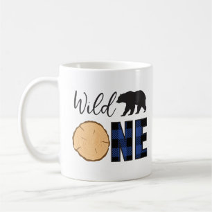 Taza De Café Wild One Black Bear Blue Plaid First Birthday Todd