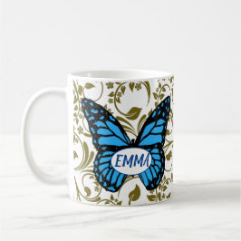 Taza De Café Wild Romantic Field Blue butterflies