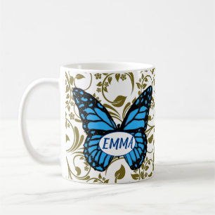 Taza De Café Wild Romantic Field Blue butterflies
