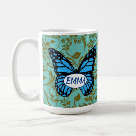 Taza De Café Wild Romantic Field Blue butterflies