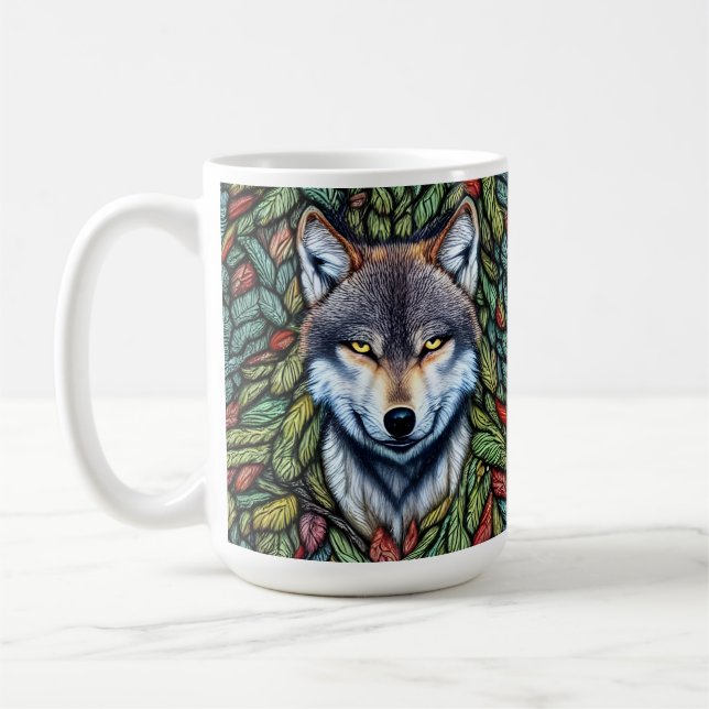 Taza De Café Wilderness Woodland Predator Wolf (Izquierda)