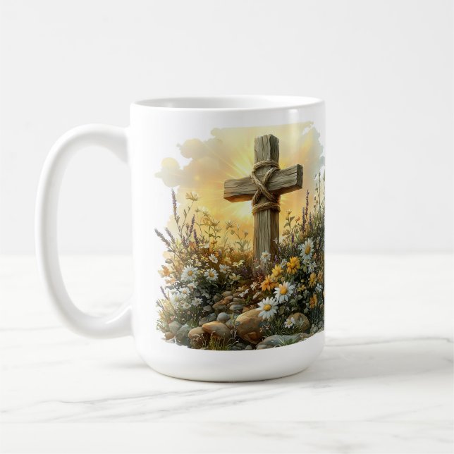 Taza De Café Wildflower Cross Easter Design (Izquierda)