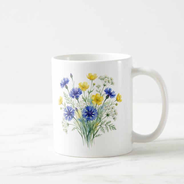 Taza De Café Wildflower Garden Watercolor Art (Derecha)