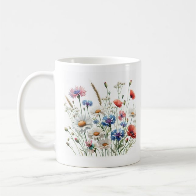 Taza De Café Wildflower Meadow Botanical Art IlustracióndeP (Izquierda)