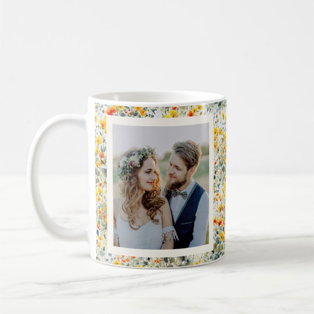 Taza De Café Wildflower Meadow Couple Yellow Custom Photos (Izquierda)