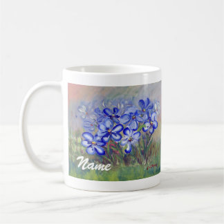 Taza De Café Wildflowers azules en una pintura del Bello Artes