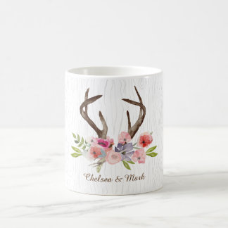 Taza De Café Wildflowers falso Bois de las astas de los ciervos