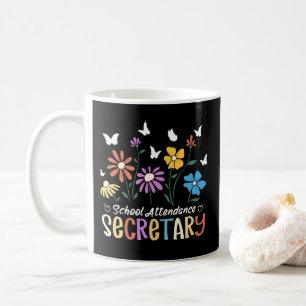 Taza De Café Wildflowers Groovy, secretario de asistencia escol