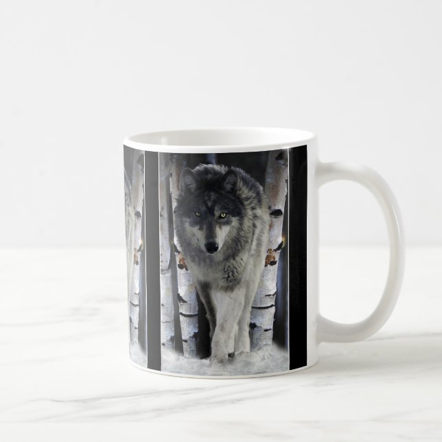 Taza De Café Wildlife Gray Wolf Animal lover design (Derecha)