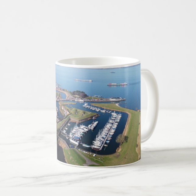 Taza De Café Willemstad Nederland drone overzicht. (Anverso derecho)